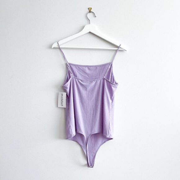 VERO MODA Kelli Singlet Bodystocking Thong Bodysuit In Pastel Lilac // Size Lg - Picture 2 of 7